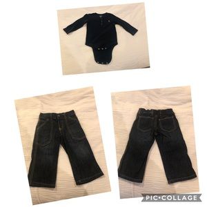 2 piece set/GAP dark blue jeans & thermal bodysuit